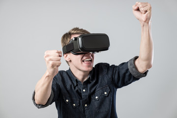 Man in virtual reality