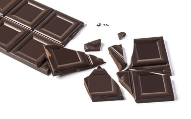 Broken chocolate bar  isolated
