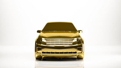 Plakat golden 3d rendering of a car inside a studio