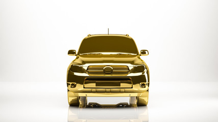 Obraz premium golden 3d rendering of a car inside a studio