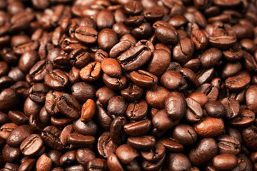 Coffee beans, close-up, black background