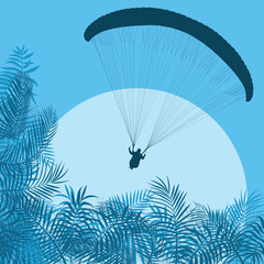 Paragliding jump landscape vector background for poster