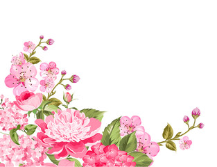 Floral Background with Vintage Label. Vector illustration.