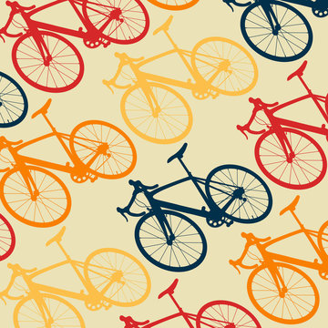Hipster bicycle vector background texture with retro