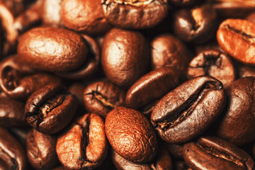 Coffee beans, close-up, black background