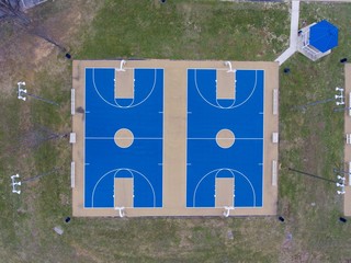 Ariel Images of Basketball Court Outside in a Park