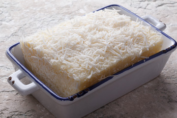 Brazilian traditional dessert: sweet couscous (tapioca) pudding (cuscuz doce)