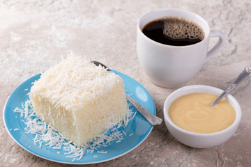 Brazilian traditional dessert: sweet couscous (tapioca) pudding (cuscuz doce)