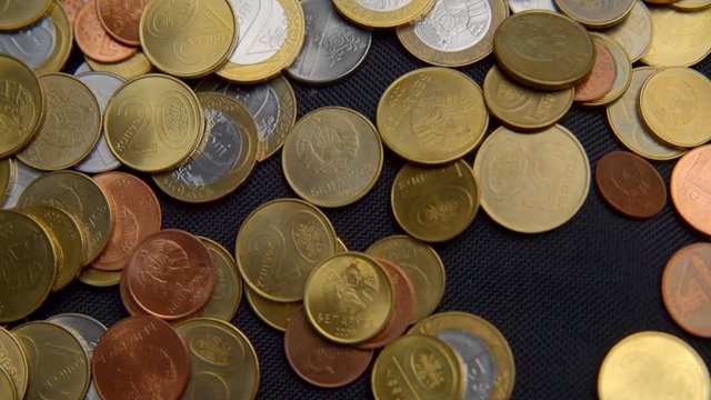 Belarusian coins on black background