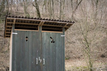 Wooden loo in the forest in nature. Slovakia