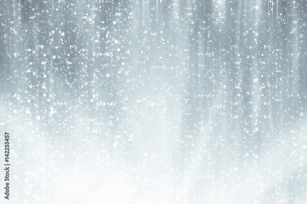 Poster abstract silver background with white particles. round bokeh or glitter lights. design template