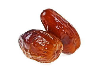 Two dates fruit isolated on a white background