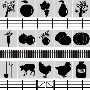 Set Of Farm Production Icons.