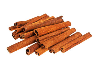 Cinnamon sticks spice on a white background