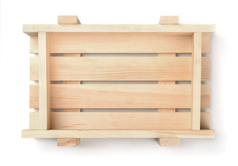 Top view of empty wooden fruit crate