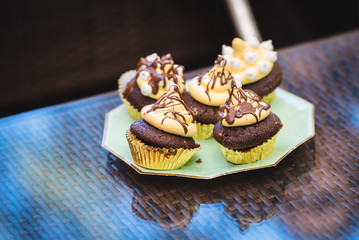 The appetizing chocolate cupcakes