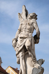Fototapeta premium Saint Sebastian statue, Plague column at Main Square of the city of Maribor in Slovenia