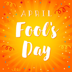April Fools Day lettering card. April Fools Day vector text on abstract comic book flash radial lines background