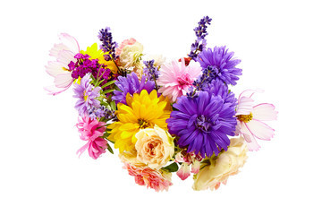 floral bouquet of different flowers on a white background