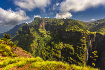 Fototapeta premium Ethiopia. Simien Mountains National Park. Jinbar waterfall