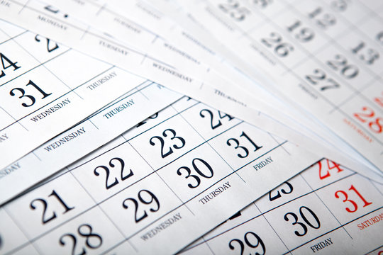 pile of calendar sheets close up