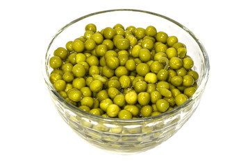  Peas green in a vase on a white background