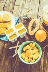 Summer food, exotic fruit frozen sorbet, popsicle