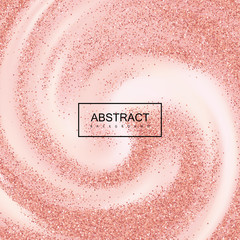 Rose Gold Confetti Glitters On Creamy Swirling Background.