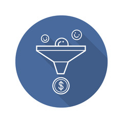 Sales funnel flat linear long shadow icon