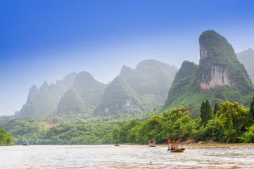 Foto auf Acrylglas Karst landscape by Li river in Yangshuo in  China © streetflash
