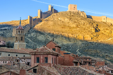 Panoramic view at sunset in Albarracin, Spain