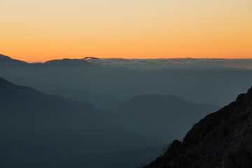 Golden autumn on the slopes of the mountains of the Caucasus and Adygea in the natural park Big Thach