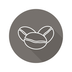 Coffee beans flat linear long shadow icon