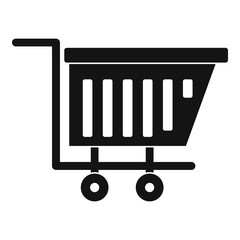 Empty plastic market trolley icon, simple style