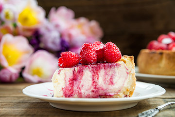 Homemade Vanilla Cheesecake with Raspberries