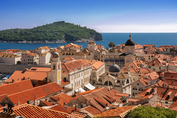 Old Town Dubrovnik and Lokrum Island view from Dubrovnik City Walls 