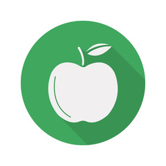 Green apple flat design long shadow icon
