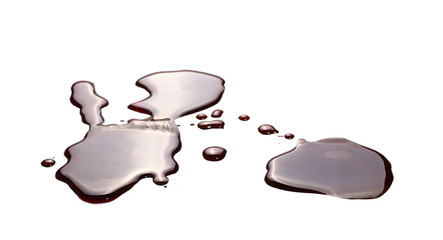 old engine oil spill and splash isolated on white background, texture 
