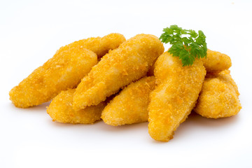 Nugget chiken on the white background.