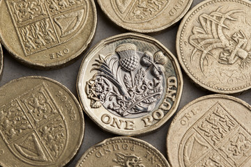 New British one pound coin alongside the old coin