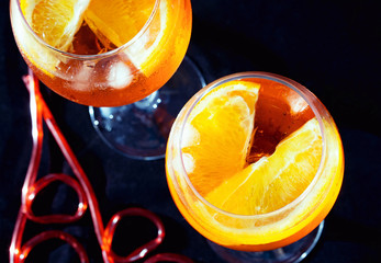 spritz aperol cocktail, selective focus