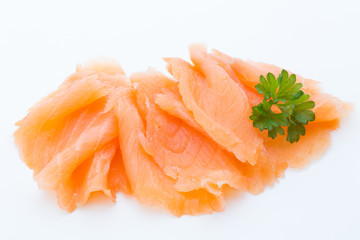 Fresh salmon fillet on isolated white.