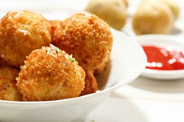 Mashed Potato Cheese balls / Croquette - Bread crumbed fried food roll