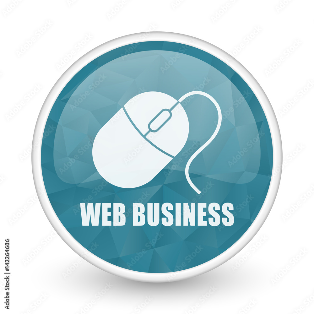Poster web business brillant crystal design round blue web icon.