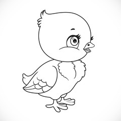 Little baby chick outlined for coloring isolated on a white background