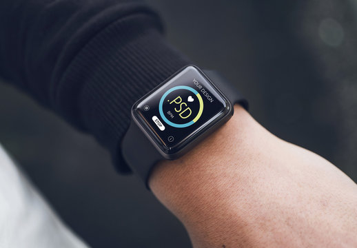 Close View Mockup of User's Smartwatch 1