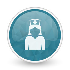 Nurse brillant crystal design round blue web icon.