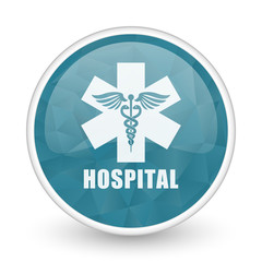 Hospital brillant crystal design round blue web icon.