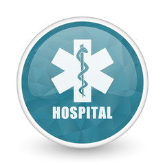 Hospital brillant crystal design round blue web icon.