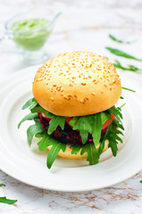 Black beans quinoa beet walnuts burger